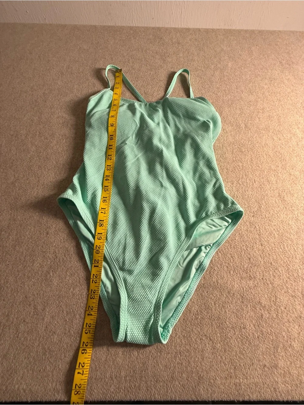 Mint Textured One-Piece Swimsuit with Slim Straps